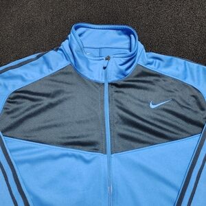 Nike Blue Black Full Zip Up Striped Jogger Track Athletic Jacket  Men's Size XL